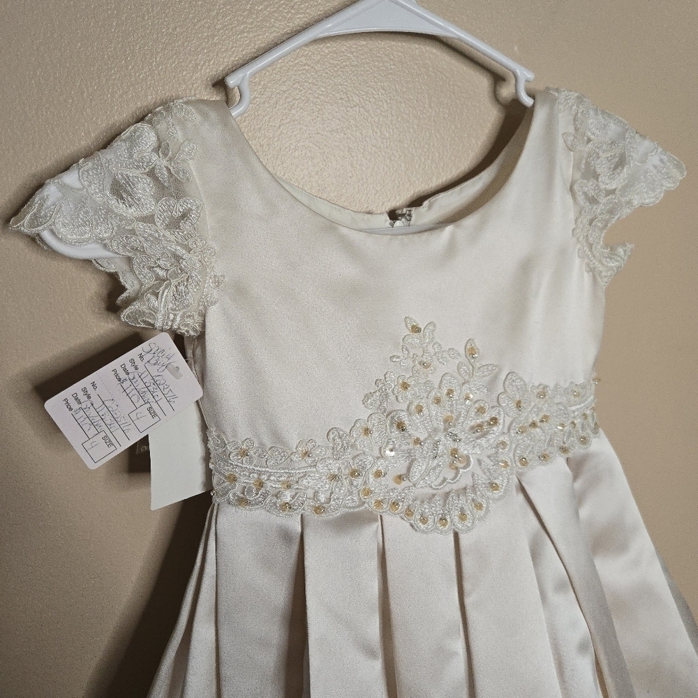 Joan Calabrese 113361 Satin Flower Girls Wedding Dress - Picture 3 of 11